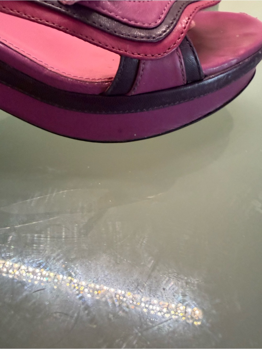 Prada Fuchsia and Deep Purple Two-Tone Platform Sandals - Picture 9 of 14